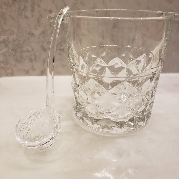 Vintage French Glass Ice Bucket with Design - Picture 2 of 9